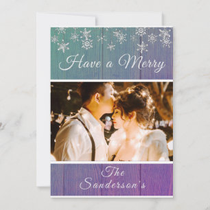 Tarjeta fotográfica Rustic Blue Purple White
