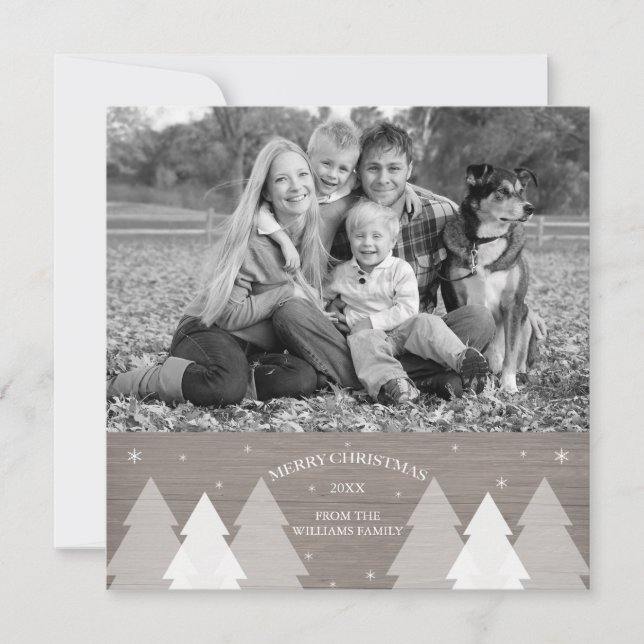 Tarjeta fotográfica Rustic Christmas Trees (Anverso)