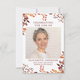 Tarjeta fotográfica Rustic Fall Memorial Funeral