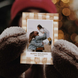 Tarjeta fotográfica Rustic Happy Holiday Gingham P