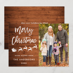 Tarjeta fotográfica Rustic Merry Christmas