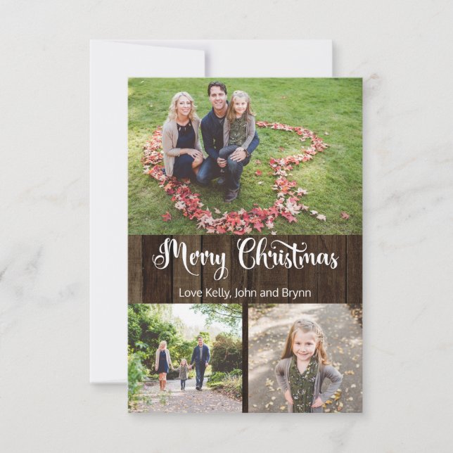 Tarjeta fotográfica Rustic Merry Christmas (Anverso)