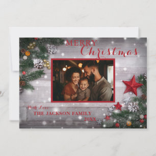 Tarjeta fotográfica Rustic Merry Christmas