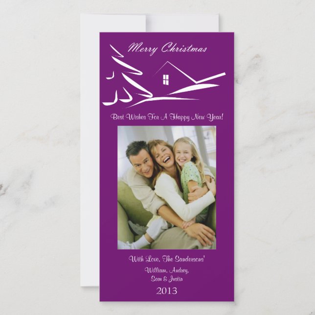 Tarjeta fotográfica S3 simple Beauty-Plumb Xmas (Anverso)