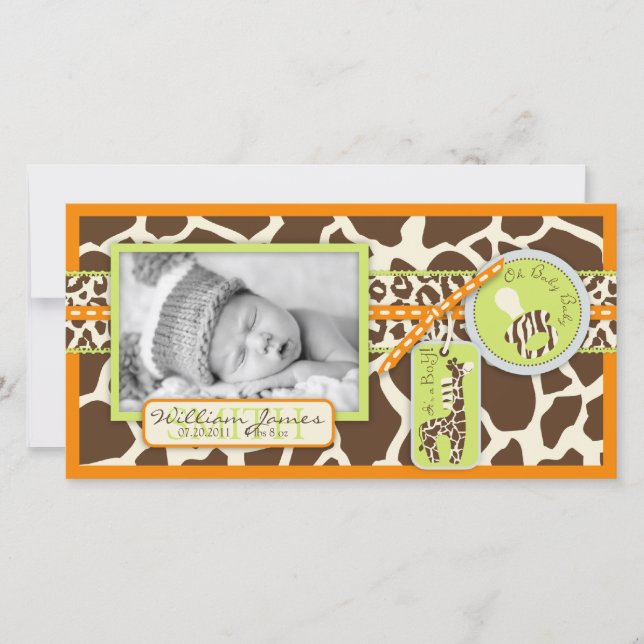 Tarjeta fotográfica Safari Boy Naranja (Anverso)