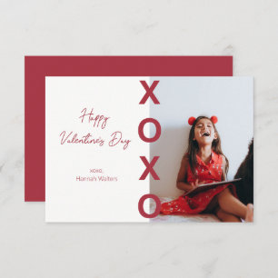 Tarjeta fotográfica San Valentín Rojo XOXO