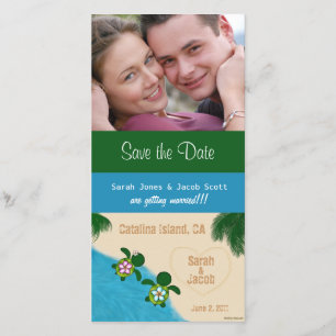 Tarjeta fotográfica Save the Date Beach Honu (Tort