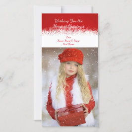 Tarjeta fotográfica Sencilla de Snowflake en rojo 