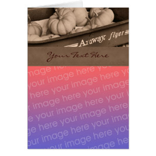 Tarjeta fotográfica Sepia Pumpkins And Wagon Fall