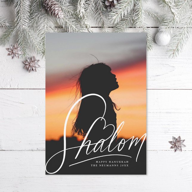 Tarjeta fotográfica Shalom Heart Hand Lettering Ha (Subido por el creador)