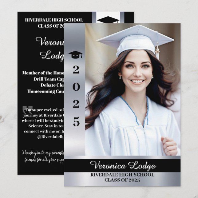 Tarjeta fotográfica Shimmer Shine Graduation Invit (Anverso / Reverso)