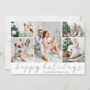 Tarjeta fotográfica Silver Happy Holidays Five Pic