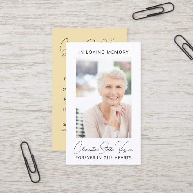 Tarjeta fotográfica simple conmemorativa del funer (Anverso/Reverso In Situ)