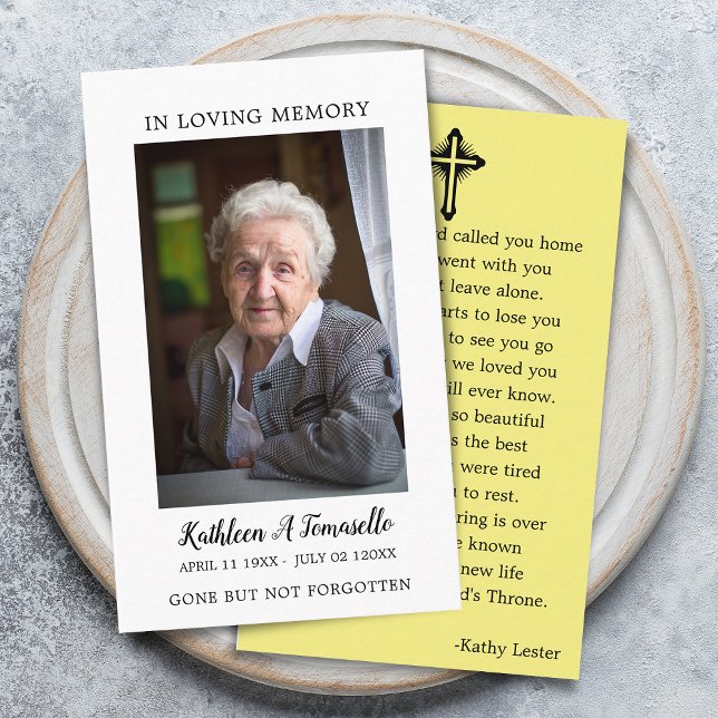 Tarjeta fotográfica simple conmemorativa del funer (Simple Funeral Memorial Prayer Photo Card)