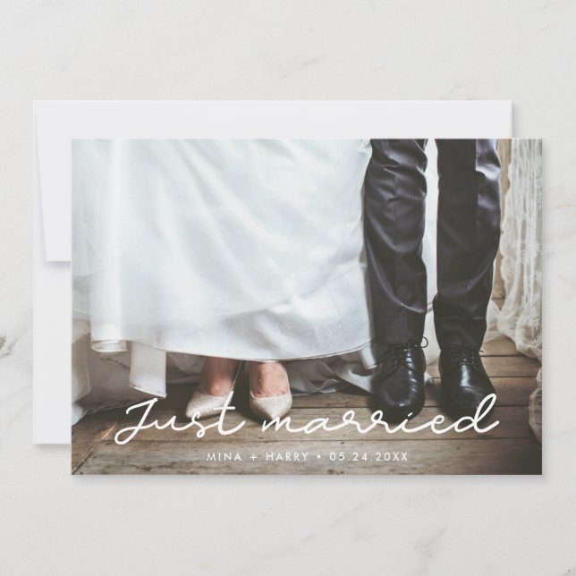 Tarjeta fotográfica simple de boda casada (Anverso)