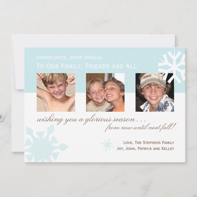Tarjeta fotográfica simple para Snowflake (Anverso)