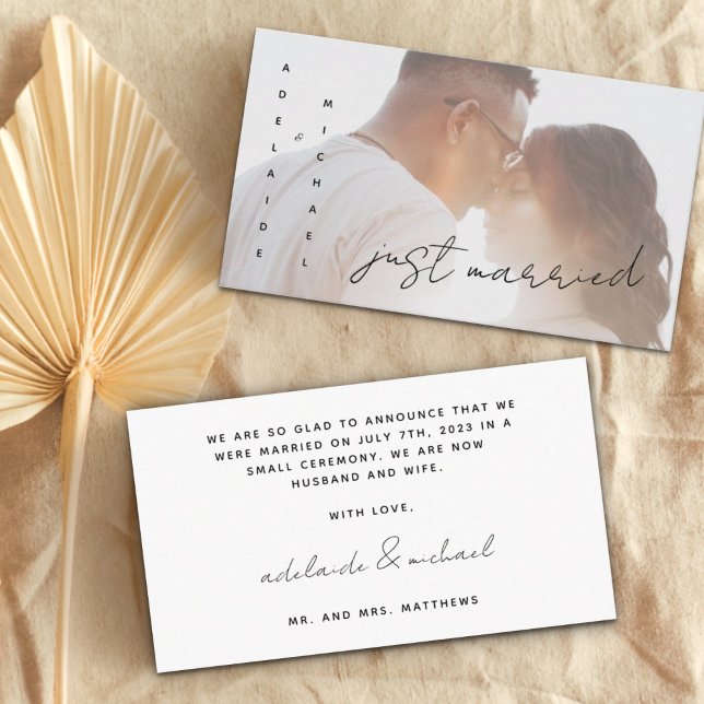 Tarjeta fotográfica simple y moderna con Boda reci (Subido por el creador)