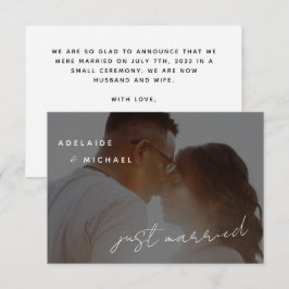 Tarjeta fotográfica simple y moderna con Boda reci