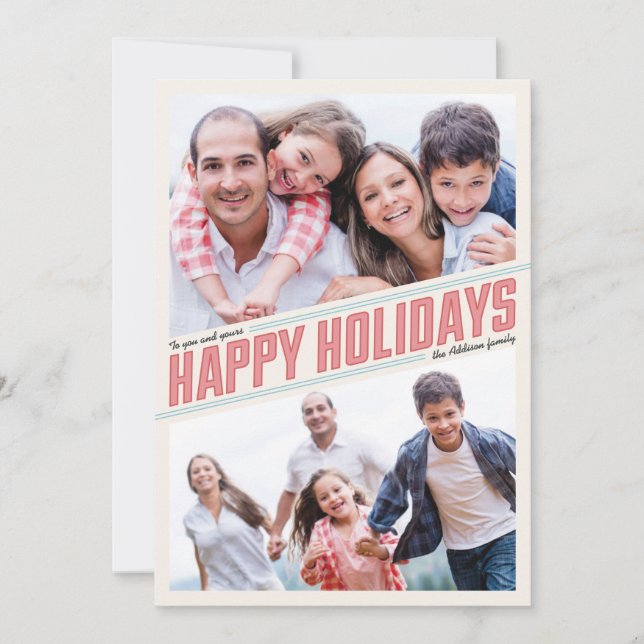 Tarjeta fotográfica Slanted Happy Holidays 2 (Anverso)