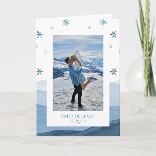 Tarjeta fotográfica Snowley Blue Holiday (Anverso)
