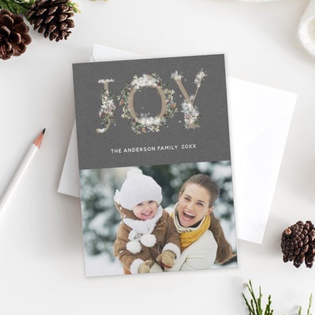 Tarjeta fotográfica Snowley Floral Joy Holiday (Subido por el creador)