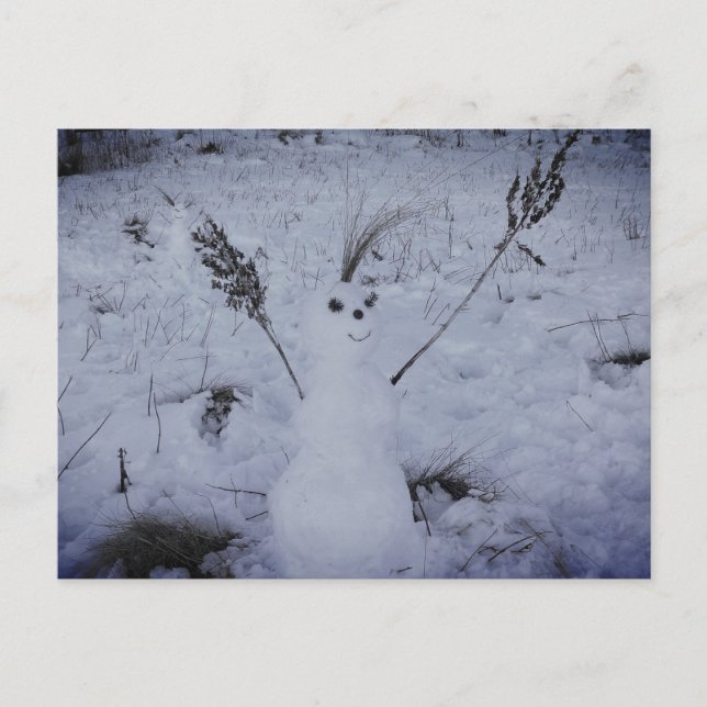 Tarjeta fotográfica Snowman Happy Face (Anverso)