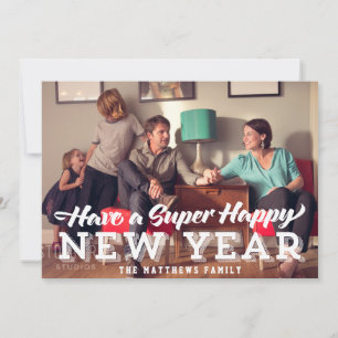 Tarjeta fotográfica Super Feliz Año Nuevo