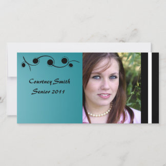 Tarjeta fotográfica superior personalizada turques