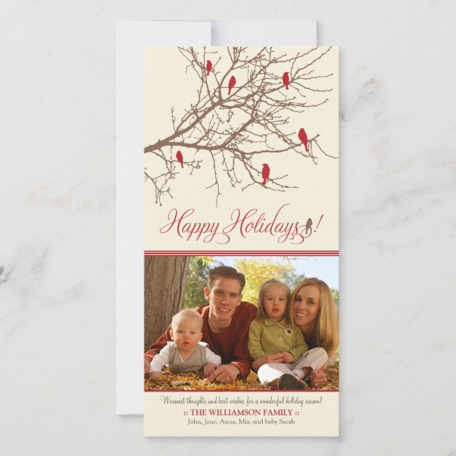 Tarjeta fotográfica {TBA} Winter Birds Happy Holid (Anverso)
