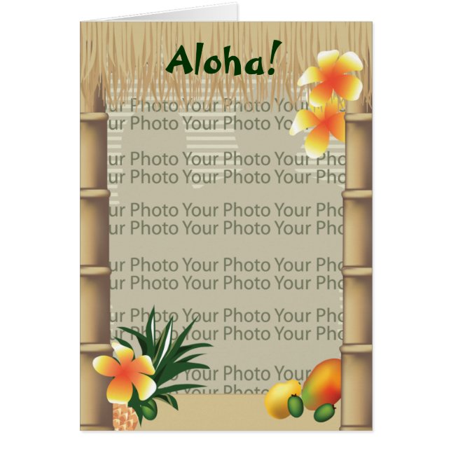 Tarjeta fotográfica Tiki Hut Aloha Tropical Hawai (Frente)