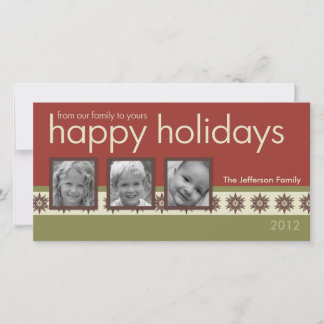 Tarjeta fotográfica triple familiar para Navidad