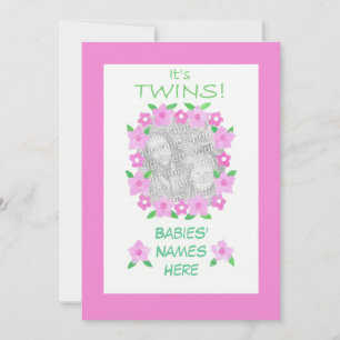 Tarjeta fotográfica Twin Baby Daughter Invitación