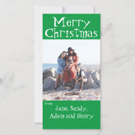 Tarjeta fotográfica verde de navidad