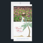 Tarjeta fotográfica vertical Palm Tree Beach para<br><div class="desc">Añadir tu foto a esta tarjeta de fotos de palmeras</div>