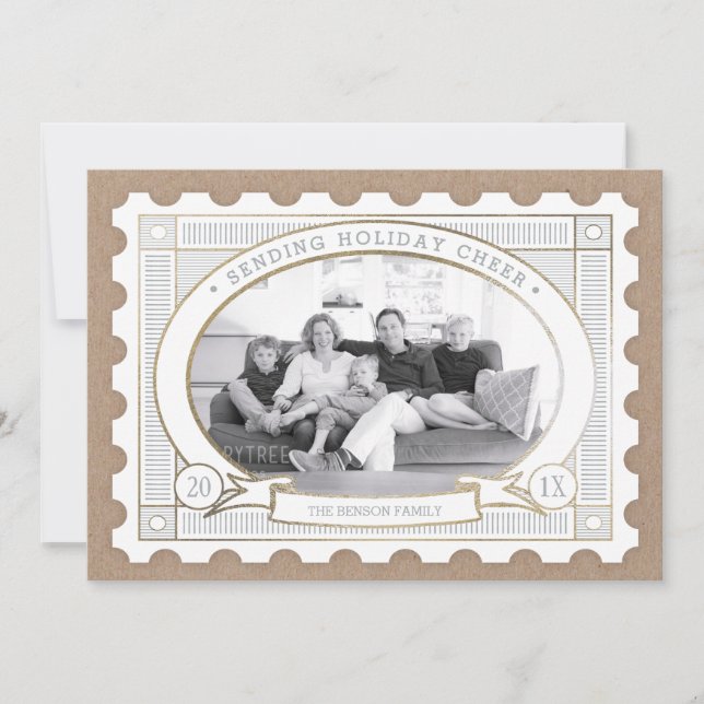 Tarjeta fotográfica Vintage con sello postal (Anverso)