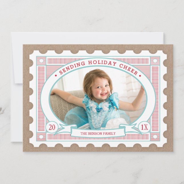 Tarjeta fotográfica Vintage con sello postal (Anverso)