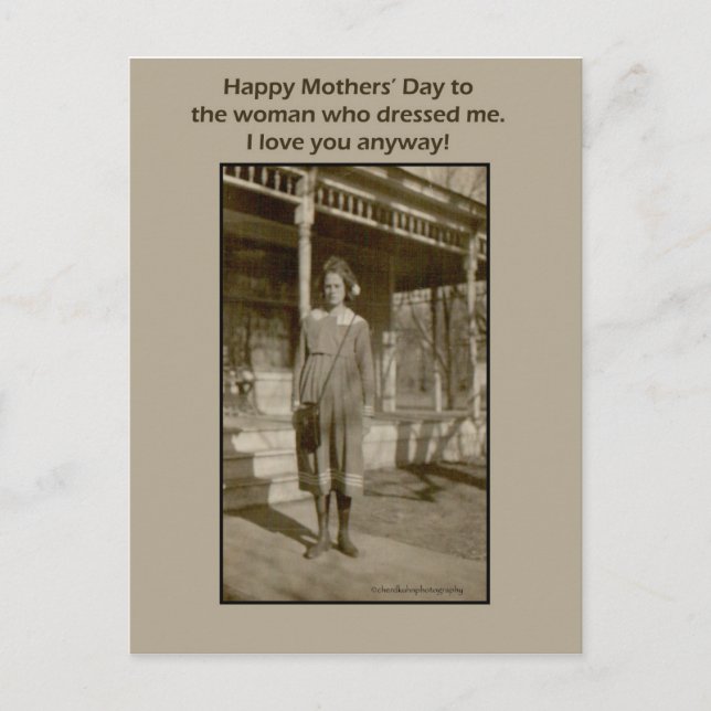 Tarjeta fotográfica vintage del día de la madre (Anverso)
