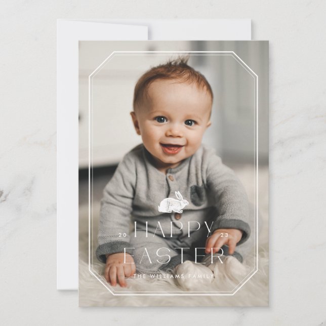 Tarjeta fotográfica Vintage Frame Easter - Blanco (Anverso)