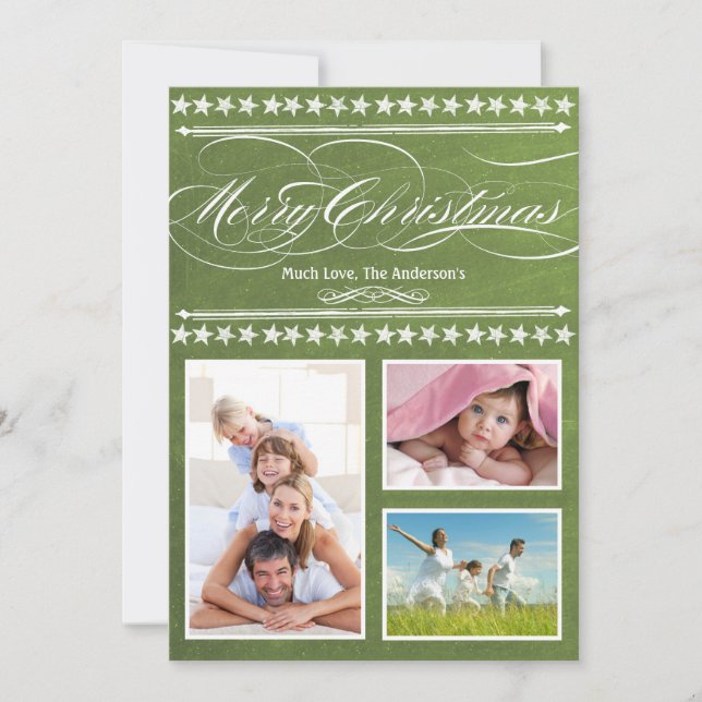 Tarjeta fotográfica Vintage Green Chalkboard (Anverso)