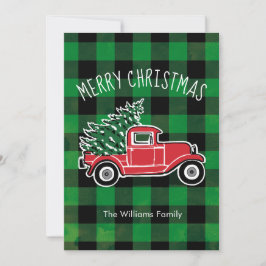 Tarjeta fotográfica Vintage Truck Buffalo Plaid Ho