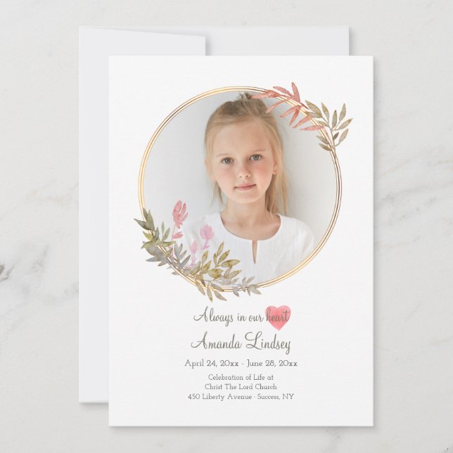 Tarjeta fotográfica Watercolor Celebración de la V (Anverso)