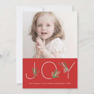 Tarjeta fotográfica Watercolor Springs Red Navidad