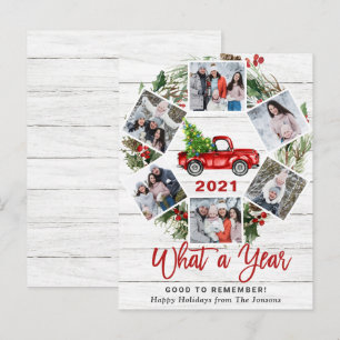 Tarjeta fotográfica What a Year Navidades Red Truc