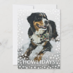 Tarjeta fotográfica White Happy Howlidays Pet Love