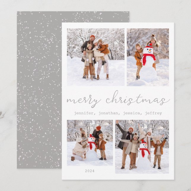 Tarjeta fotográfica White Winter Merry Christmas (Anverso / Reverso)