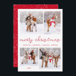 Tarjeta fotográfica White Winter Merry Christmas<br><div class="desc">Una tarjeta de Navidades moderna y elegante con un diseño sencillo, perfecto para cuatro de tus fotos familiares favoritas de vacaciones de invierno. Envíe algo de alegría a sus amigos y familiares con sus fotos y deseos personales. Si necesita algún cambio en el diseño, como color, texto o tipo de...</div>