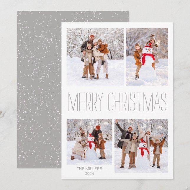 Tarjeta fotográfica White Winter Merry Christmas (Anverso / Reverso)