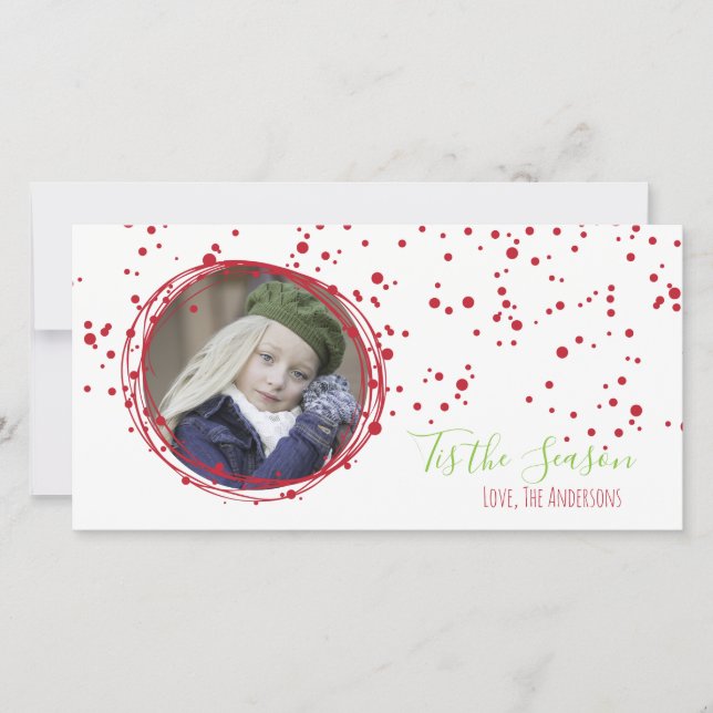 Tarjeta fotográfica Wreath de vacaciones de burbuj (Anverso)