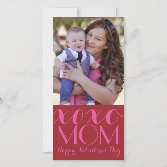Tarjeta fotográfica XOXO Mom Valentine (Anverso)