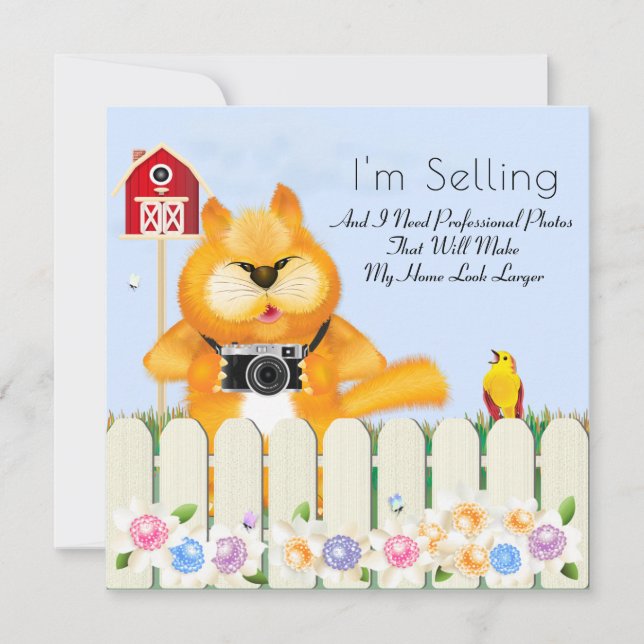 Tarjeta Fotógrafo de pájaros y gatos en casa nueva (Anverso)